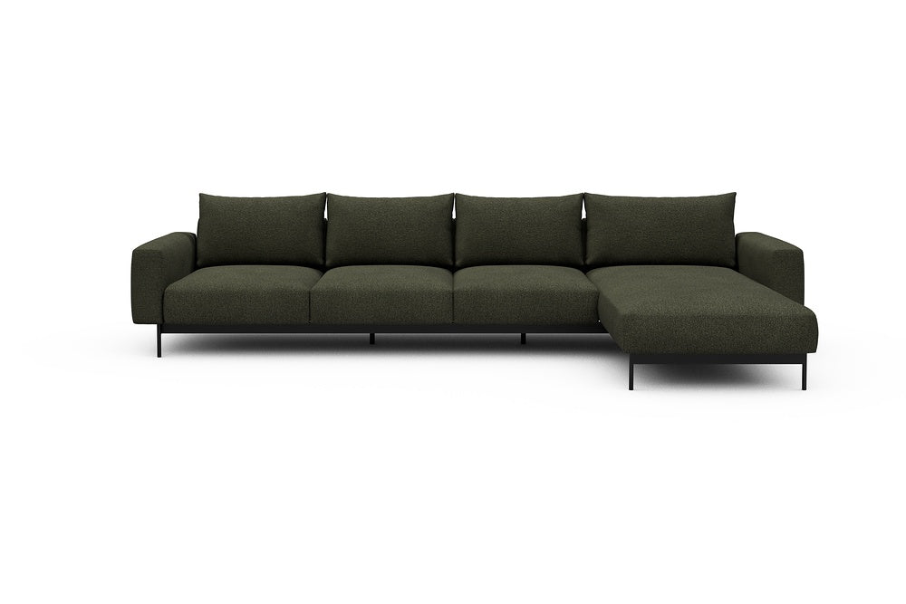 Arthon Modular Sofa - B3 - 350 x 185 cm - 3 Seater + Chaise - 535 Bouclé Forest Green