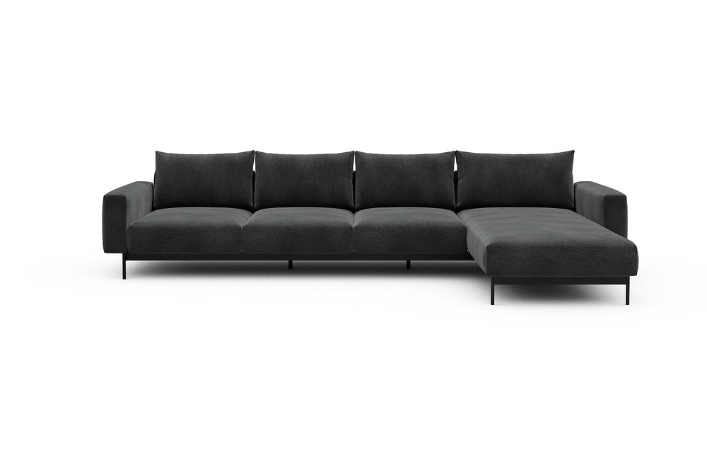 Arthon Modular Sofa - B3 - 350 x 185 cm - 3 Seater + Chaise - 811 Smooth Deep Warm Grey