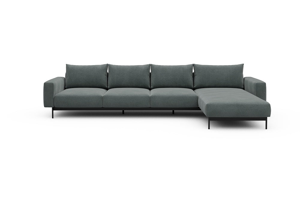 Arthon Modular Sofa - B3 - 350 x 185 cm - 3 Seater + Chaise - 812 Smooth Smooth Silver Grey