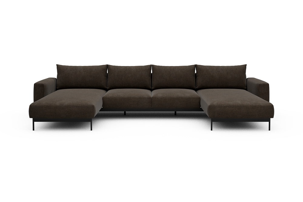 Arthon Modular Sofa - B4 - 365 x 185 cm - Chaise + 2 Seater + Chaise - 411 Esina Cedar Brown