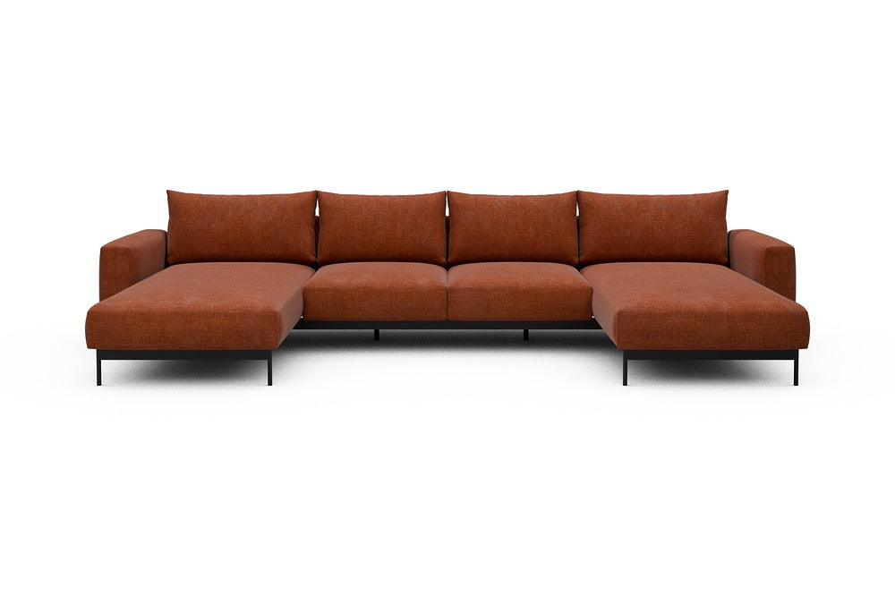 Arthon Modular Sofa - B4M - 365 x 185 cm - Chaise + 2 Seater + Chaise - 412 Esina Rust Orange