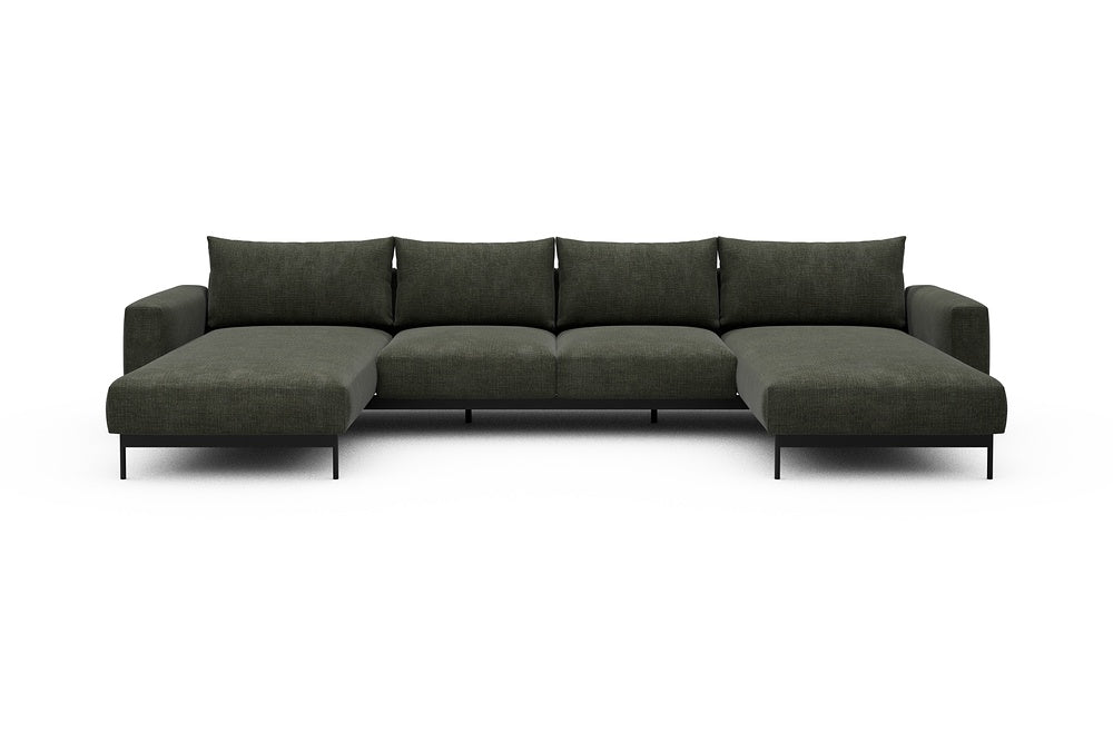 Arthon Modular Sofa - B4M - 365 x 185 cm - Chaise + 2 Seater + Chaise - 413 Esina Olive Green