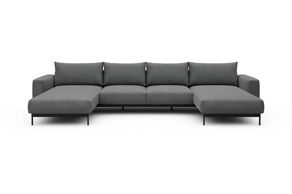Arthon Modular Sofa - B4M - 365 x 185 cm - Chaise + 2 Seater + Chaise - 440 Satya Steel Grey