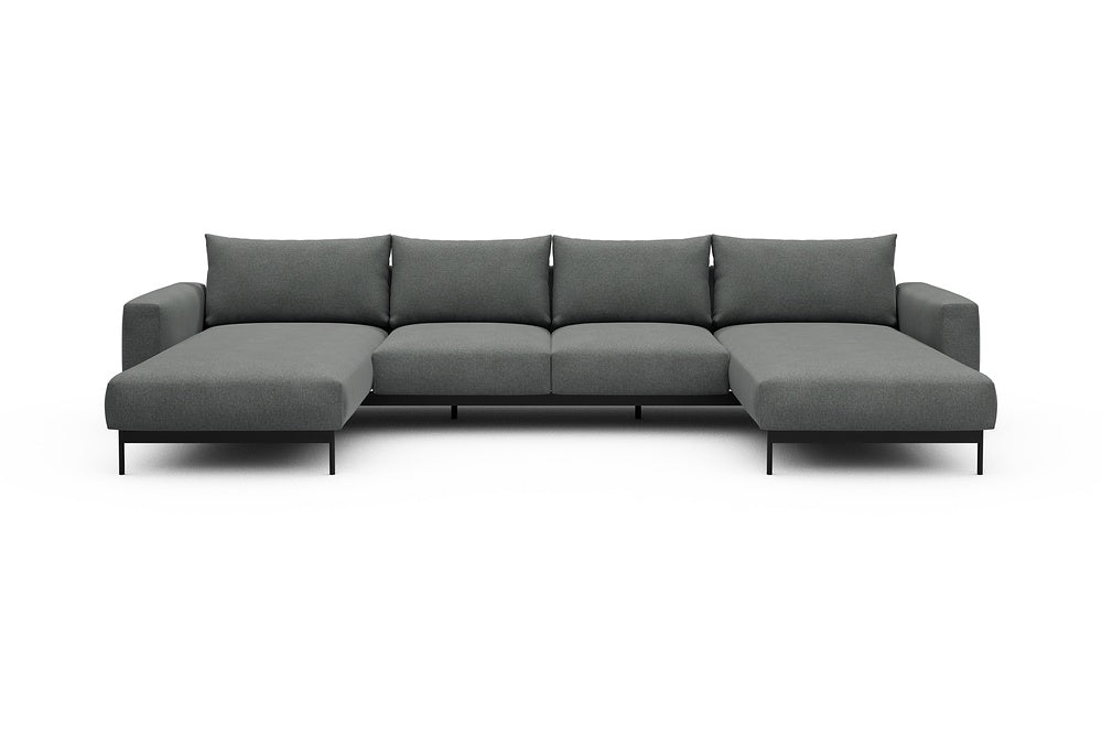 Arthon Modular Sofa - B4 - 365 x 185 cm - Chaise + 2 Seater + Chaise - 440 Satya Steel Grey