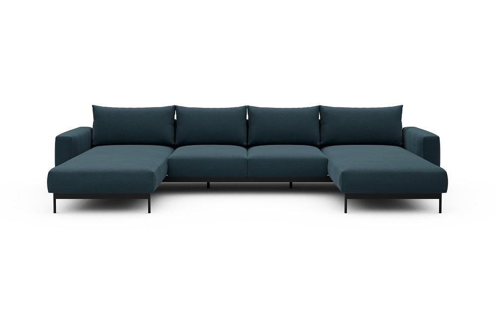 Arthon Modular Sofa - B4M - 365 x 185 cm - Chaise + 2 Seater + Chaise - 443 Satya Deep Blue