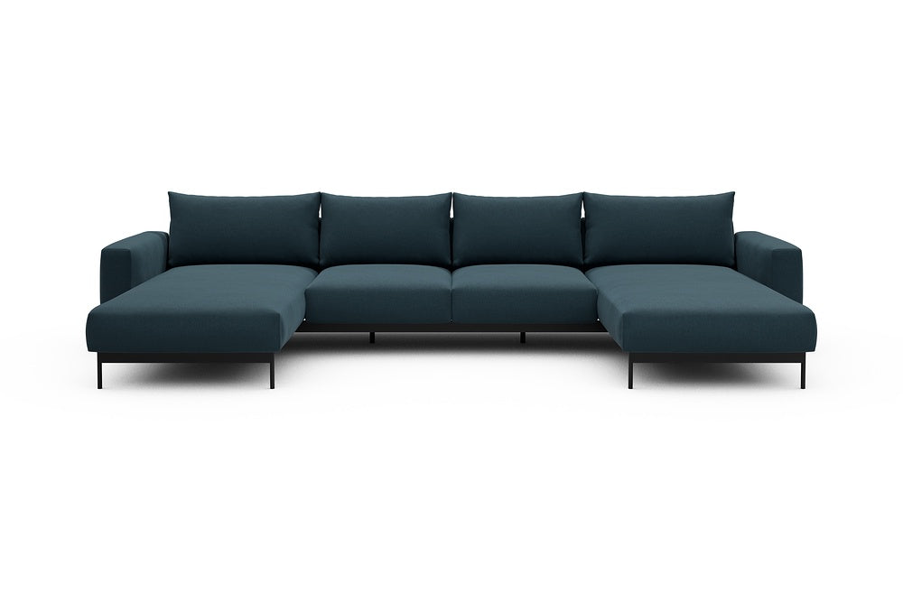 Arthon Modular Sofa - B4 - 365 x 185 cm - Chaise + 2 Seater + Chaise - 443 Satya Deep Blue