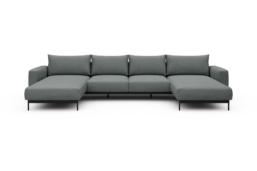Arthon Modular Sofa - B4M - 365 x 185 cm - Chaise + 2 Seater + Chaise - 485 Denari Soft Grey