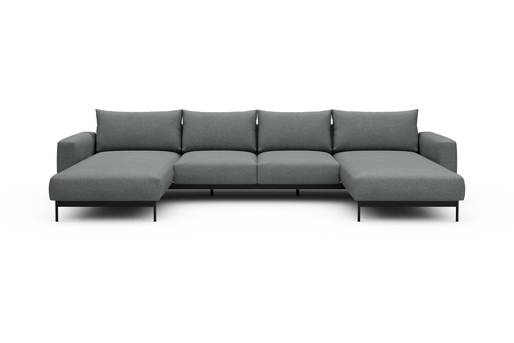 Arthon Modular Sofa - B4 - 365 x 185 cm - Chaise + 2 Seater + Chaise - 485 Denari Soft Grey