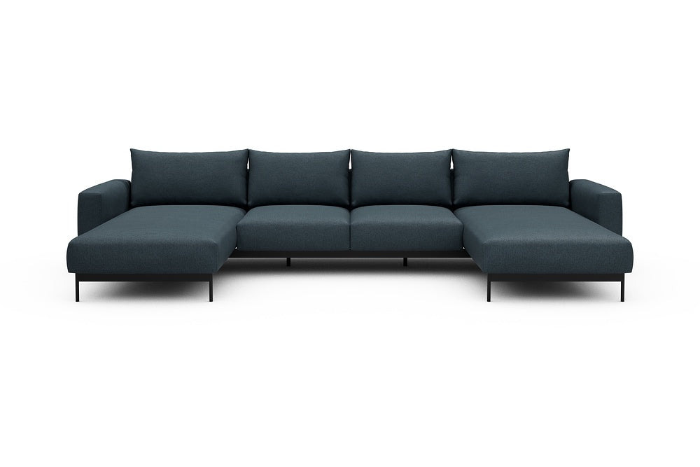 Arthon Modular Sofa - B4 - 365 x 185 cm - Chaise + 2 Seater + Chaise - 489 Denari Royal Blue