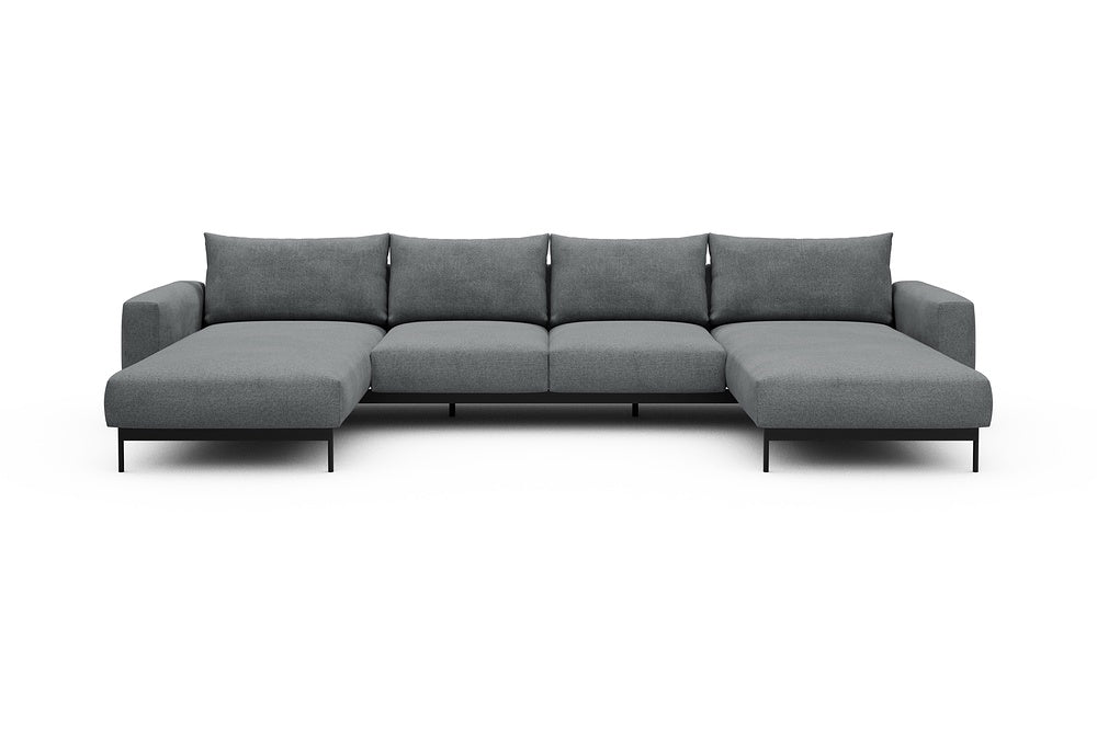 Arthon Modular Sofa - B4 - 365 x 185 cm - Chaise + 2 Seater + Chaise - 495 Casone Gravel Grey
