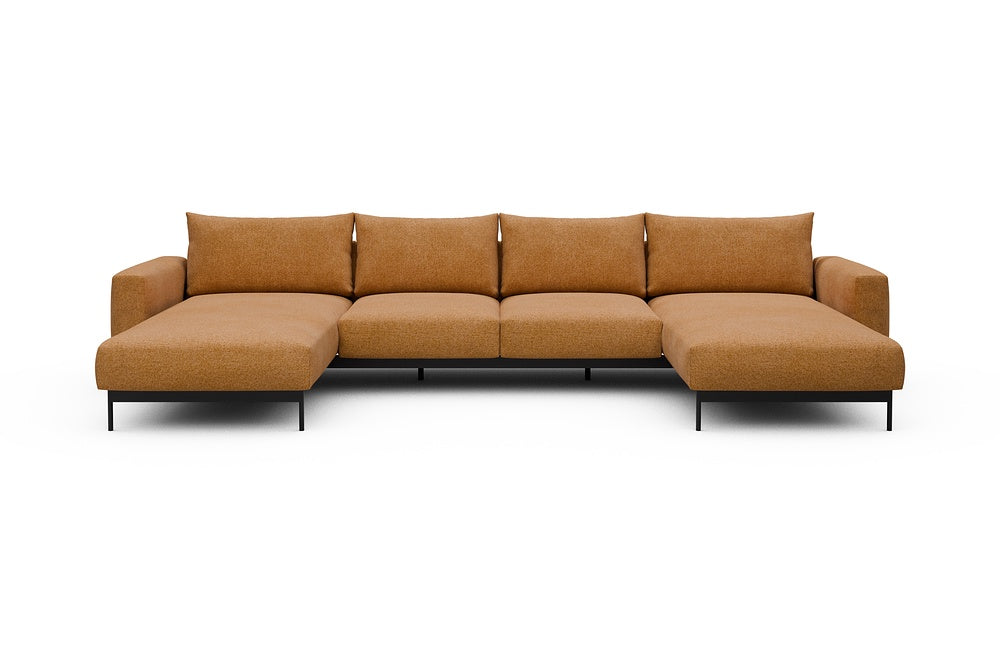 Arthon Modular Sofa - B4M - 365 x 185 cm - Chaise + 2 Seater + Chaise - 497 Casone Warm Yellow