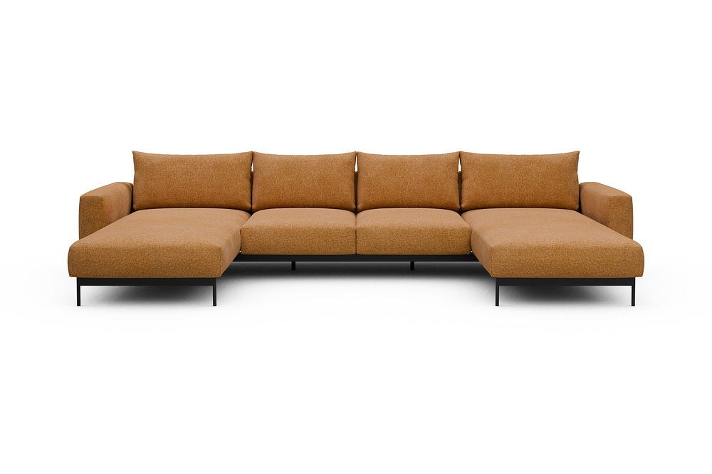 Arthon Modular Sofa - B4 - 365 x 185 cm - Chaise + 2 Seater + Chaise - 497 Casone Warm Yellow