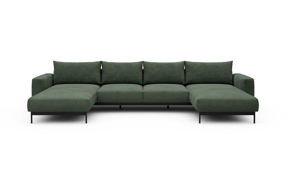 Arthon Modular Sofa - B4M - 365 x 185 cm - Chaise + 2 Seater + Chaise - 498 Casone Forest Green