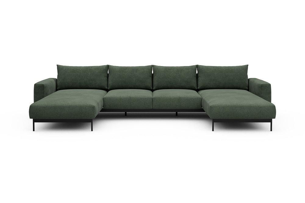 Arthon Modular Sofa - B4 - 365 x 185 cm - Chaise + 2 Seater + Chaise - 498 Casone Forest Green