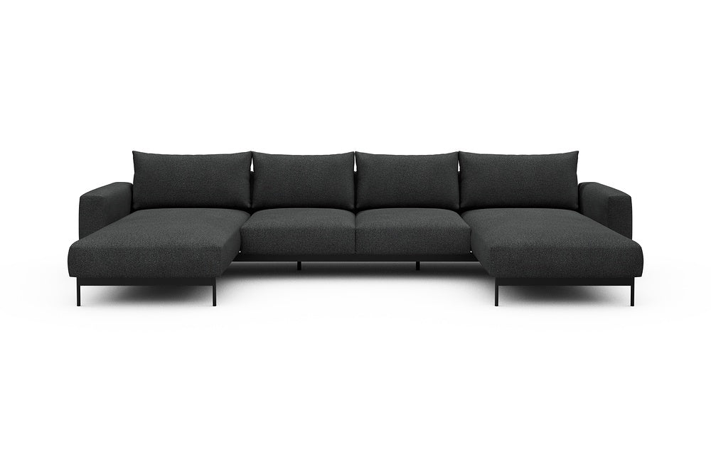 Arthon Modular Sofa - B4M - 365 x 185 cm - Chaise + 2 Seater + Chaise - 529 Bouclé Charcoal