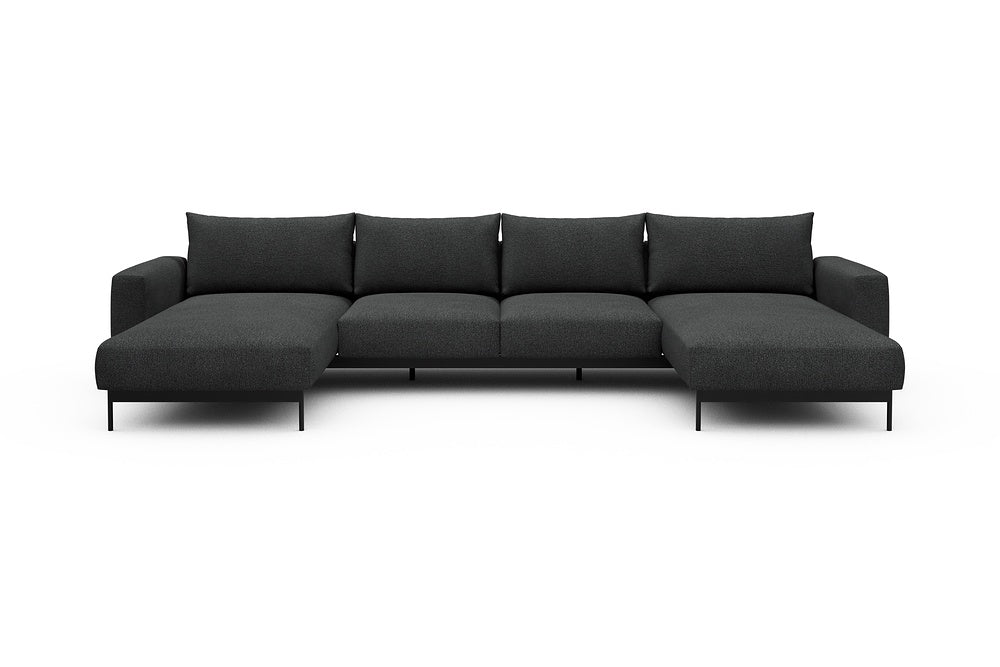Arthon Modular Sofa - B4 - 365 x 185 cm - Chaise + 2 Seater + Chaise - 529 Bouclé Charcoal