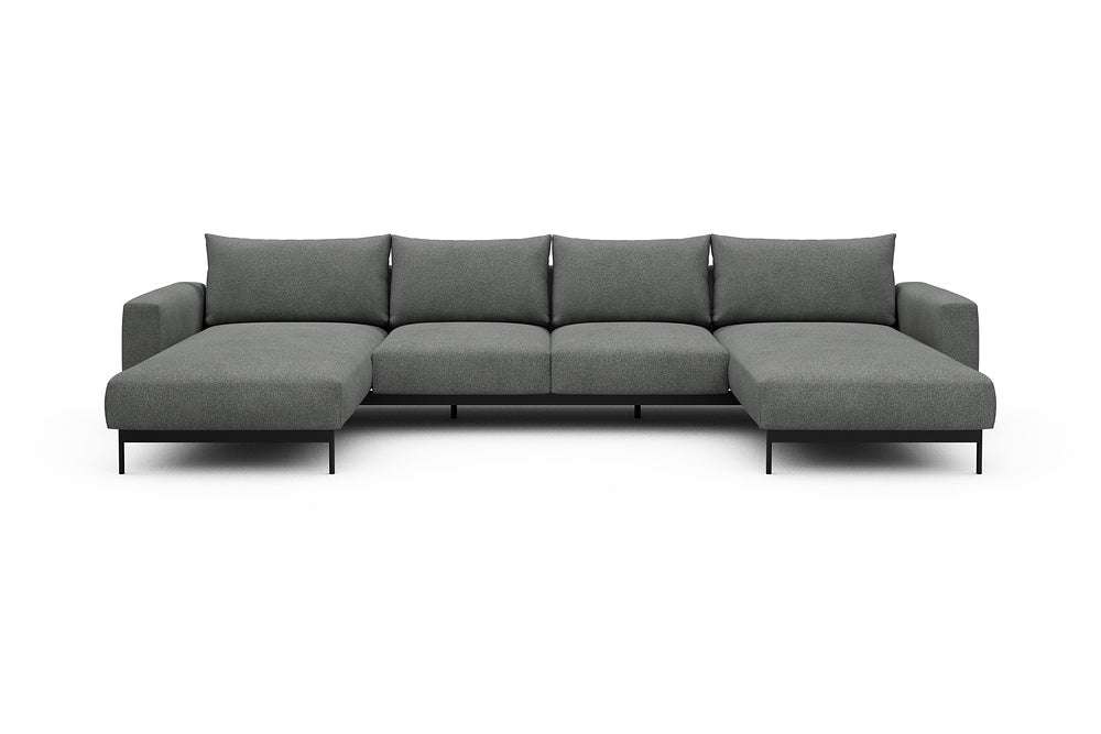 Arthon Modular Sofa - B4 - 365 x 185 cm - Chaise + 2 Seater + Chaise - 533 Bouclé Ash Grey