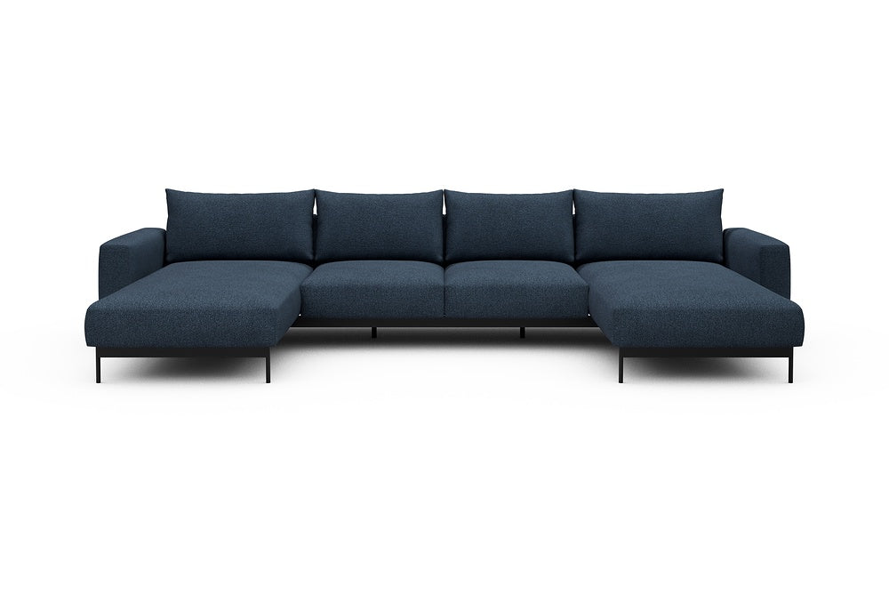 Arthon Modular Sofa - B4M - 365 x 185 cm - Chaise + 2 Seater + Chaise - 537 Bouclé Blue