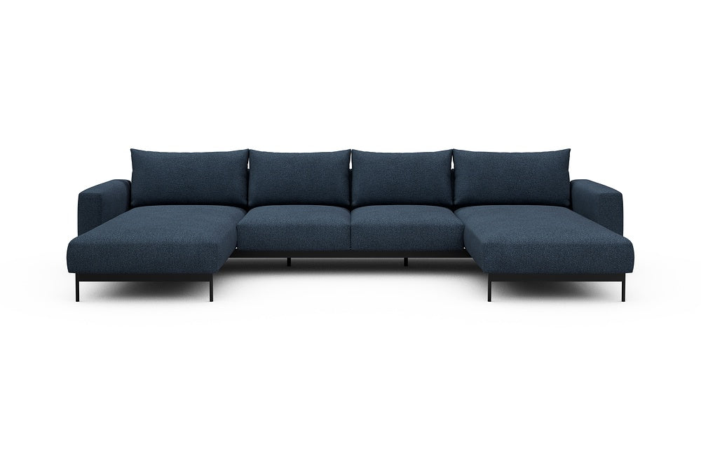 Arthon Modular Sofa - B4 - 365 x 185 cm - Chaise + 2 Seater + Chaise - 537 Bouclé Blue