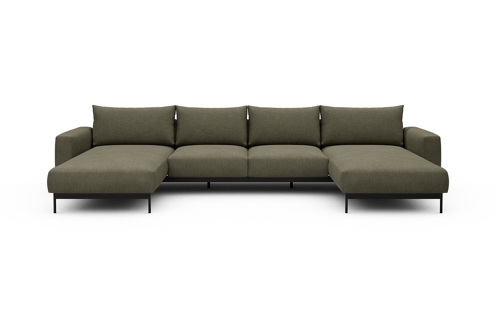 Arthon Modular Sofa - B4M - 365 x 185 cm - Chaise + 2 Seater + Chaise - 575 Vivus Dusty Olive