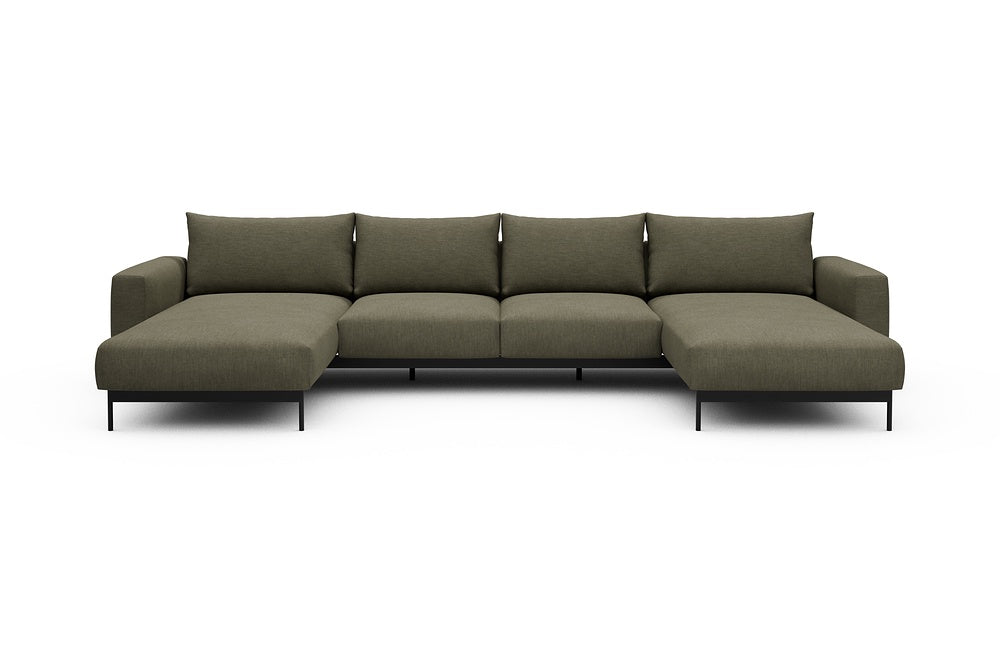 Arthon Modular Sofa - B4 - 365 x 185 cm - Chaise + 2 Seater + Chaise - 575 Vivus Dusty Olive