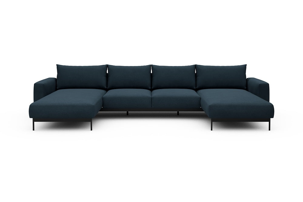 Arthon Modular Sofa - B4M - 365 x 185 cm - Chaise + 2 Seater + Chaise - 580 Argus Navy Blue