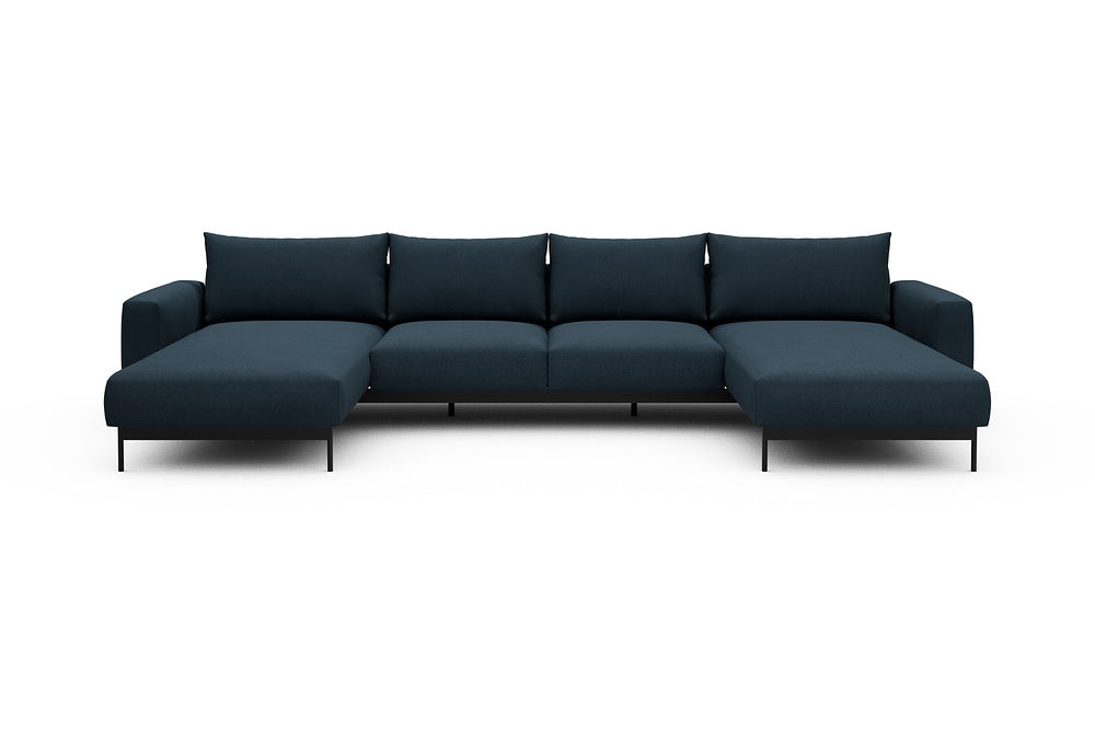 Arthon Modular Sofa - B4 - 365 x 185 cm - Chaise + 2 Seater + Chaise - 580 Argus Navy Blue