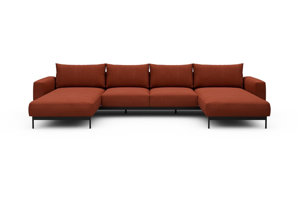 Arthon Modular Sofa - B4M - 365 x 185 cm - Chaise + 2 Seater + Chaise - 581 Argus Rust