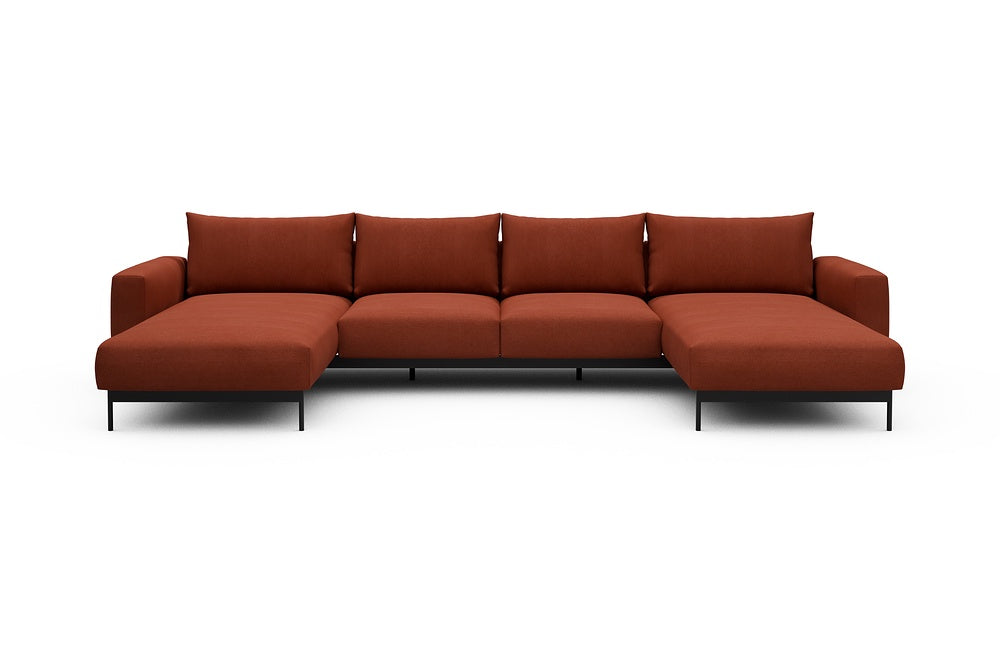Arthon Modular Sofa - B4 - 365 x 185 cm - Chaise + 2 Seater + Chaise - 581 Argus Rust