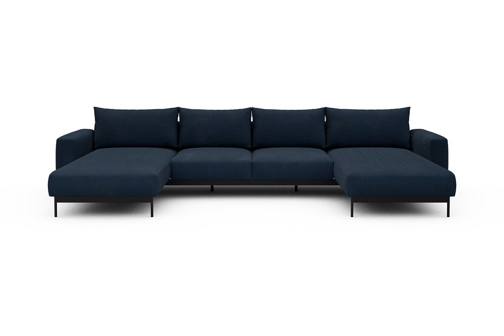 Arthon Modular Sofa - B4M - 365 x 185 cm - Chaise + 2 Seater + Chaise - 591 Corduroy Midnight-Blue