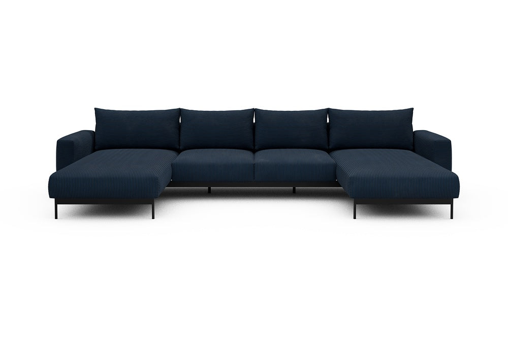Arthon Modular Sofa - B4 - 365 x 185 cm - Chaise + 2 Seater + Chaise - 591 Corduroy Midnight-Blue