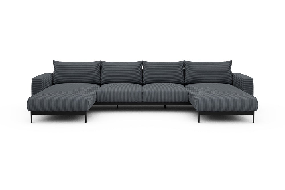 Arthon Modular Sofa - B4 - 365 x 185 cm - Chaise + 2 Seater + Chaise - 592 Corduroy Silvermist