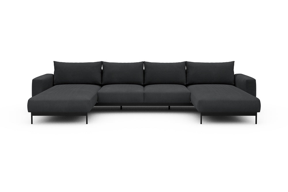 Arthon Modular Sofa - B4M - 365 x 185 cm - Chaise + 2 Seater + Chaise - 593 Corduroy Graphite