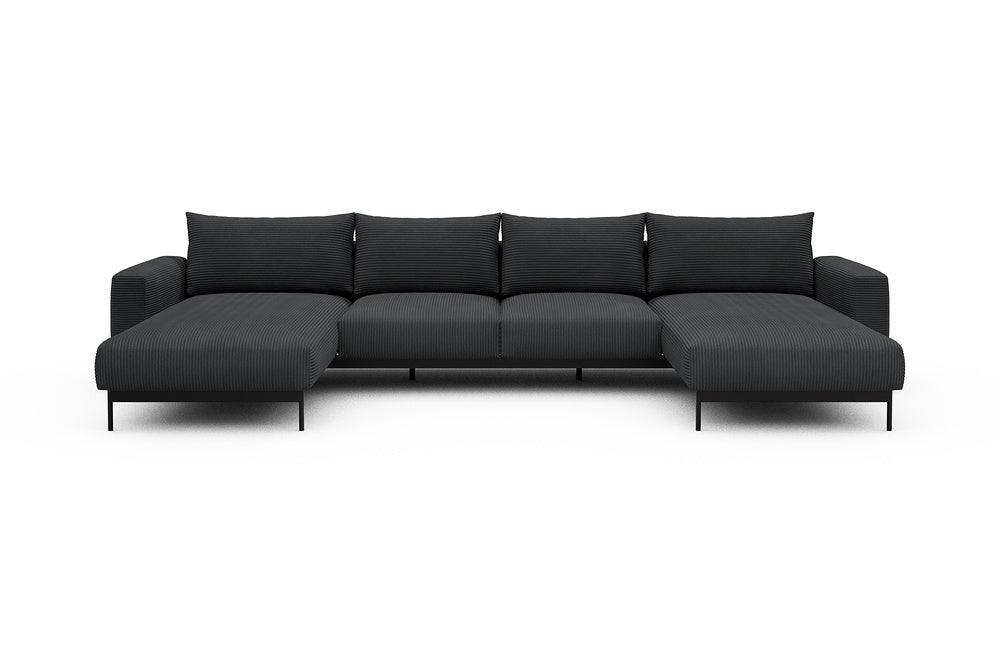 Arthon Modular Sofa - B4 - 365 x 185 cm - Chaise + 2 Seater + Chaise - 593 Corduroy Graphite