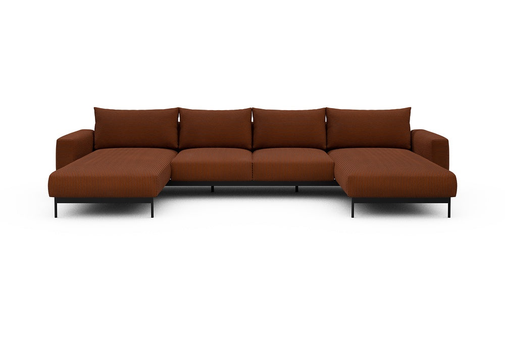 Arthon Modular Sofa - B4M - 365 x 185 cm - Chaise + 2 Seater + Chaise - 595 Corduroy Burnt-Orange