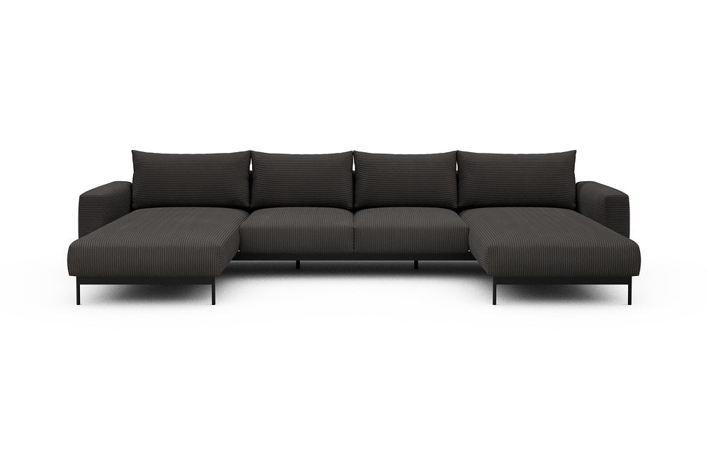 Arthon Modular Sofa - B4M - 365 x 185 cm - Chaise + 2 Seater + Chaise - 597 Corduroy Charcoal