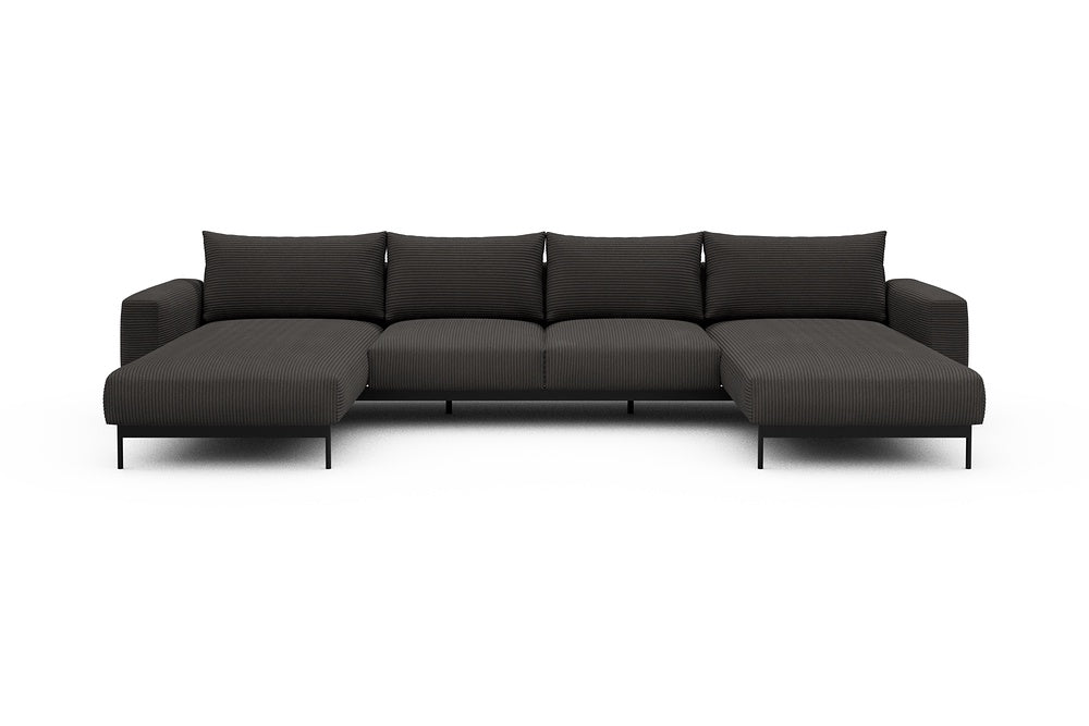 Arthon Modular Sofa - B4 - 365 x 185 cm - Chaise + 2 Seater + Chaise - 597 Corduroy Charcoal