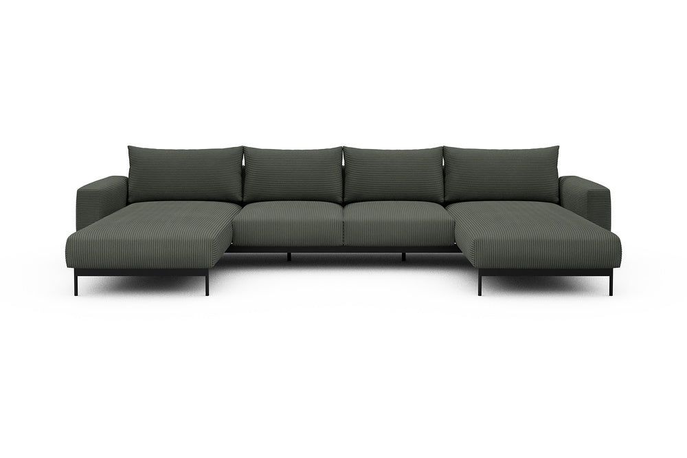 Arthon Modular Sofa - B4M - 365 x 185 cm - Chaise + 2 Seater + Chaise - 598 Corduroy Sage