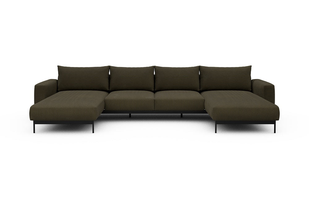 Arthon Modular Sofa - B4M - 365 x 185 cm - Chaise + 2 Seater + Chaise - 599 Corduroy Olive
