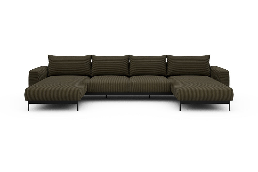 Arthon Modular Sofa - B4 - 365 x 185 cm - Chaise + 2 Seater + Chaise - 599 Corduroy Olive