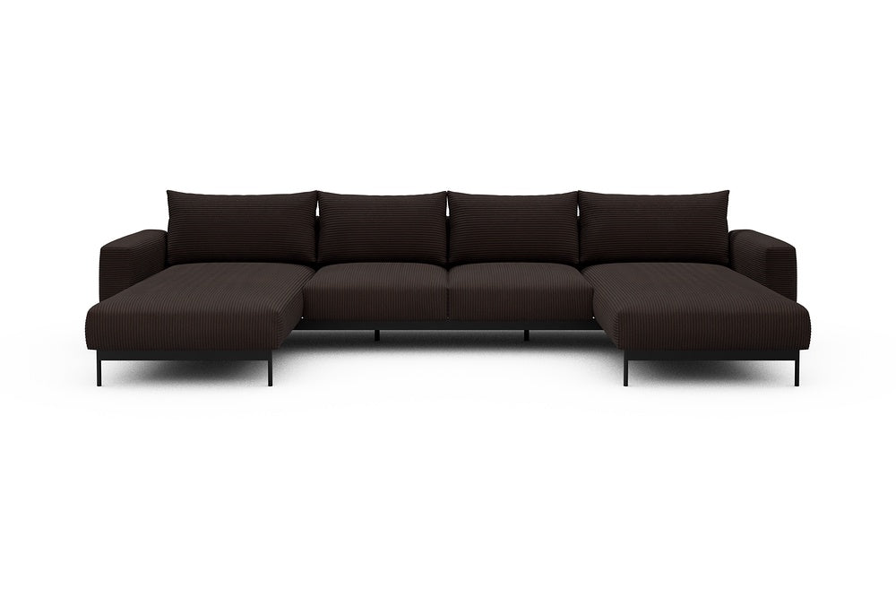 Arthon Modular Sofa - B4M - 365 x 185 cm - Chaise + 2 Seater + Chaise - 600 Corduroy Cocoa