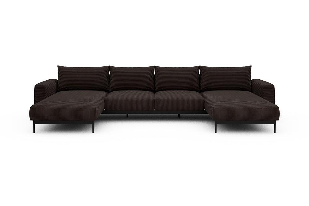 Arthon Modular Sofa - B4 - 365 x 185 cm - Chaise + 2 Seater + Chaise - 600 Corduroy Cocoa