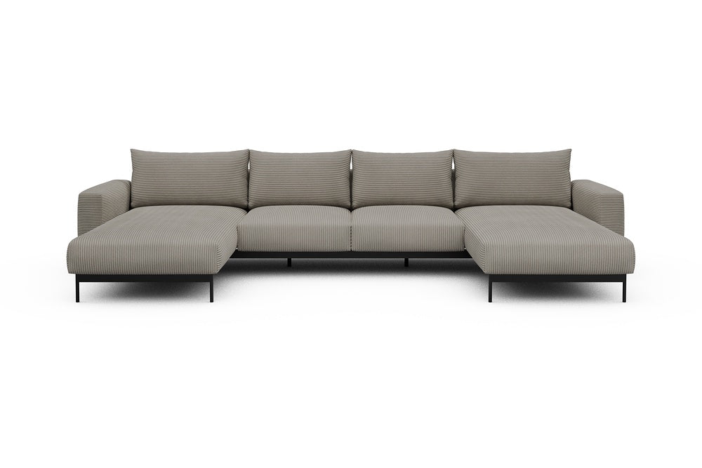 Arthon Modular Sofa - B4 - 365 x 185 cm - Chaise + 2 Seater + Chaise - 603 Corduroy Beige