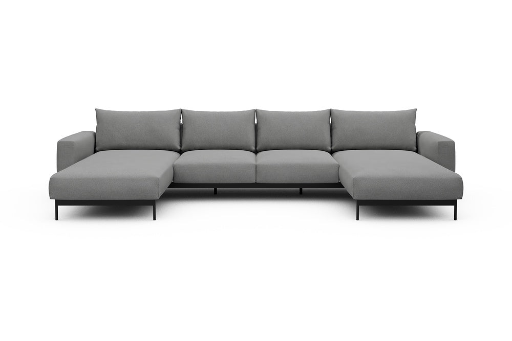 Arthon Modular Sofa - B4M - 365 x 185 cm - Chaise + 2 Seater + Chaise - 764 Cura Sand Grey