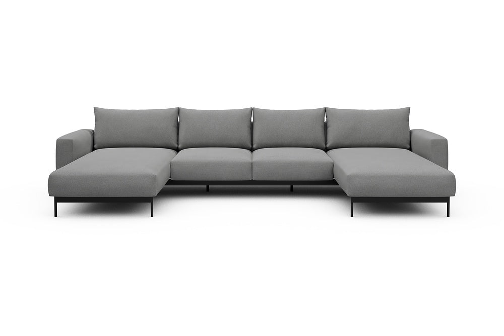 Arthon Modular Sofa - B4 - 365 x 185 cm - Chaise + 2 Seater + Chaise - 764 Cura Sand Grey