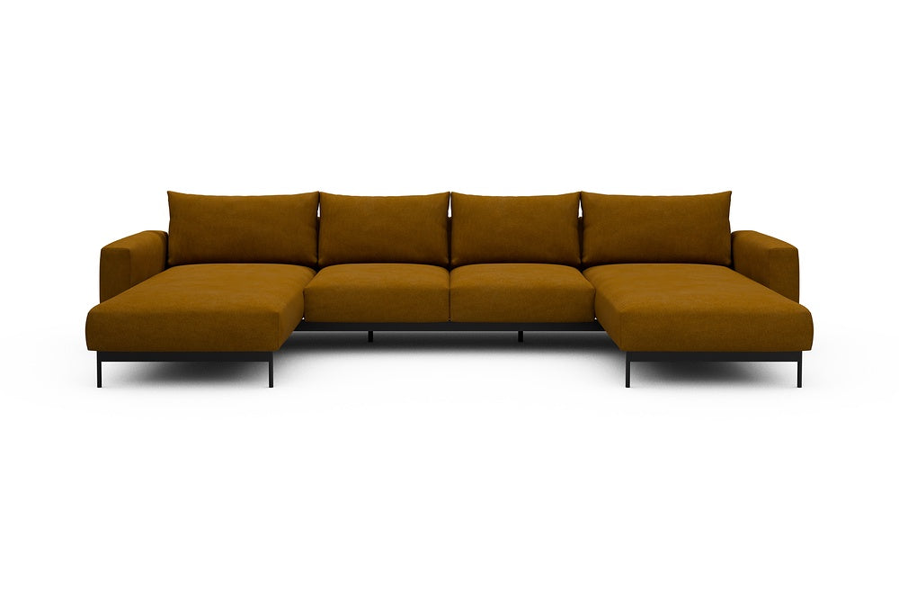 Arthon Modular Sofa - B4 - 365 x 185 cm - Chaise + 2 Seater + Chaise - 767 Cura Apricot