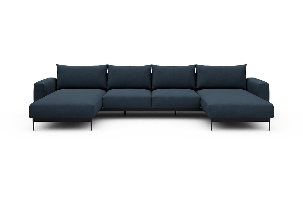 Arthon Modular Sofa - B4 - 365 x 185 cm - Chaise + 2 Seater + Chaise - 768 Cura Oxford Blue