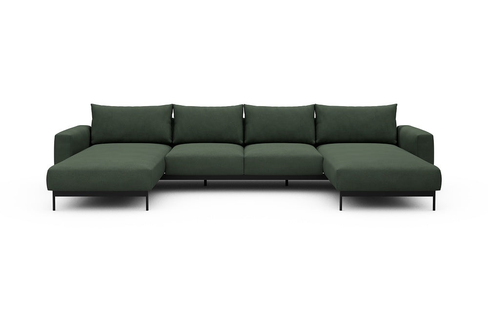 Arthon Modular Sofa - B4M - 365 x 185 cm - Chaise + 2 Seater + Chaise - 769 Cura Saga Green