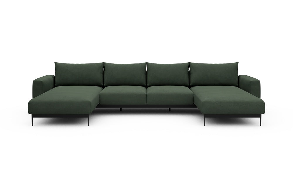 Arthon Modular Sofa - B4 - 365 x 185 cm - Chaise + 2 Seater + Chaise - 769 Cura Saga Green