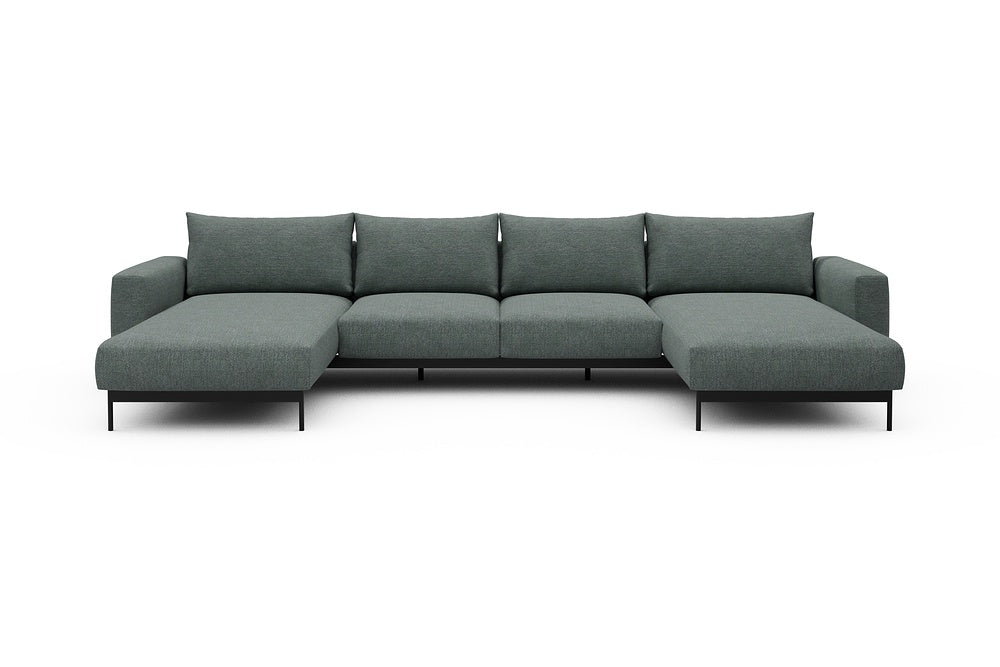 Arthon Modular Sofa - B4M - 365 x 185 cm - Chaise + 2 Seater + Chaise - 770 Carreno Cielo Blue